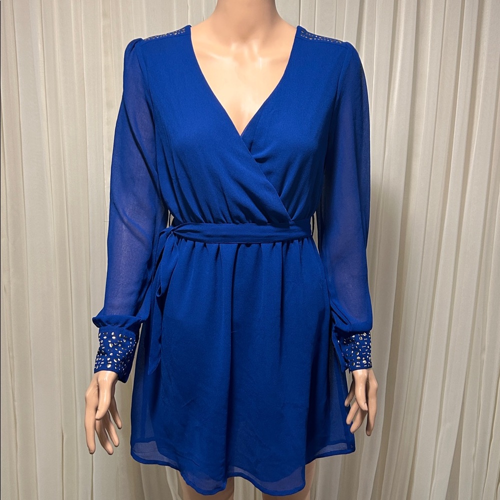 Whispers women blue long sleeve dress